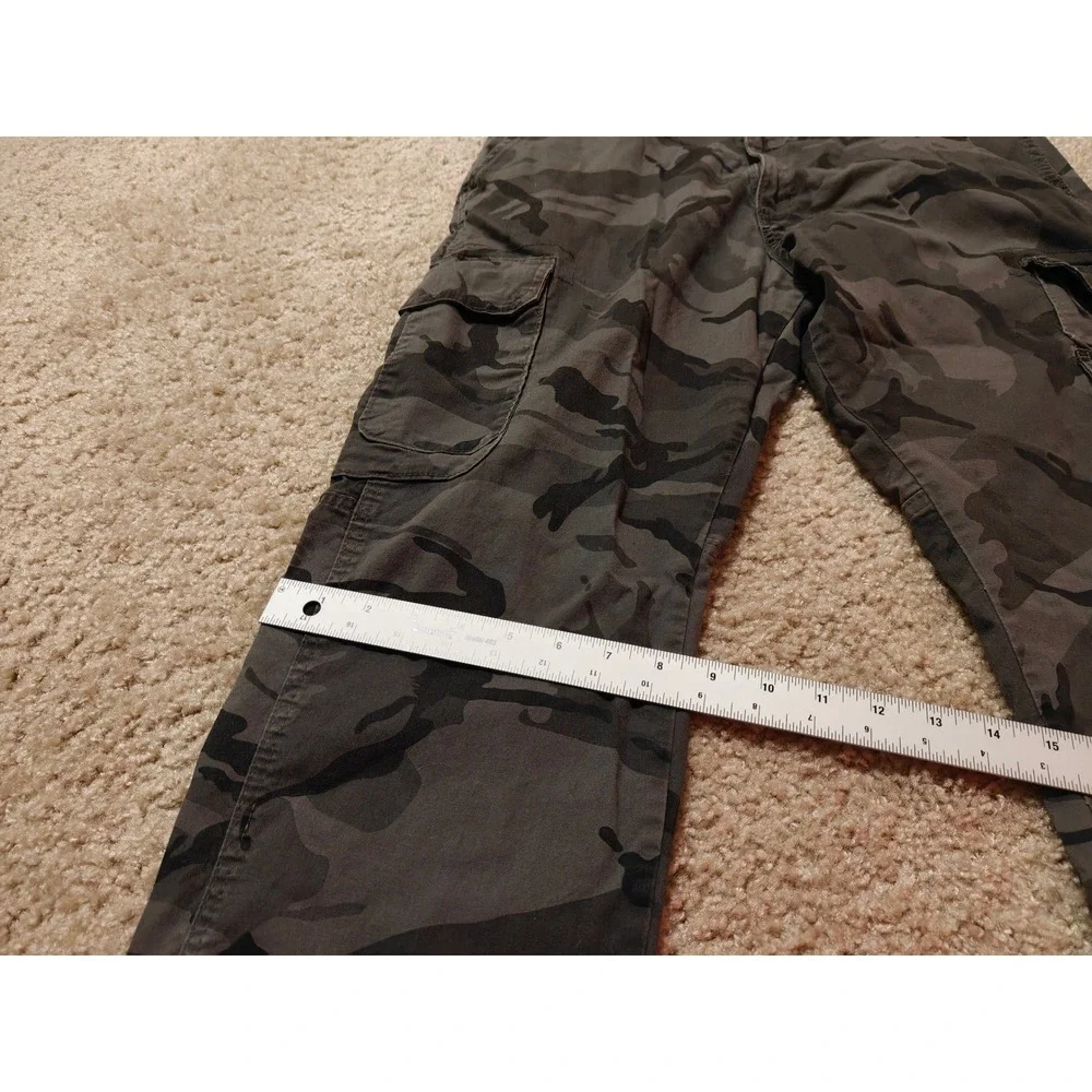 Wrangler Mens Regular Taper Cargo Pants 36x30 Grey Black Camouflage 70SYWGL